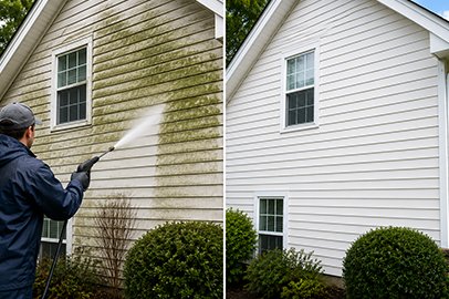 House washing service in Kingston cleaning exterior siding