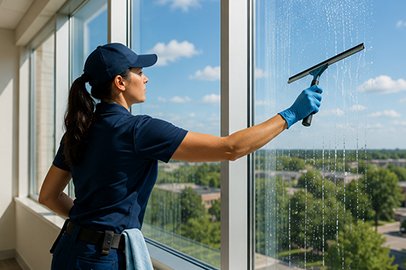 Professional window cleaning service in Kingston cleaning glass windows
