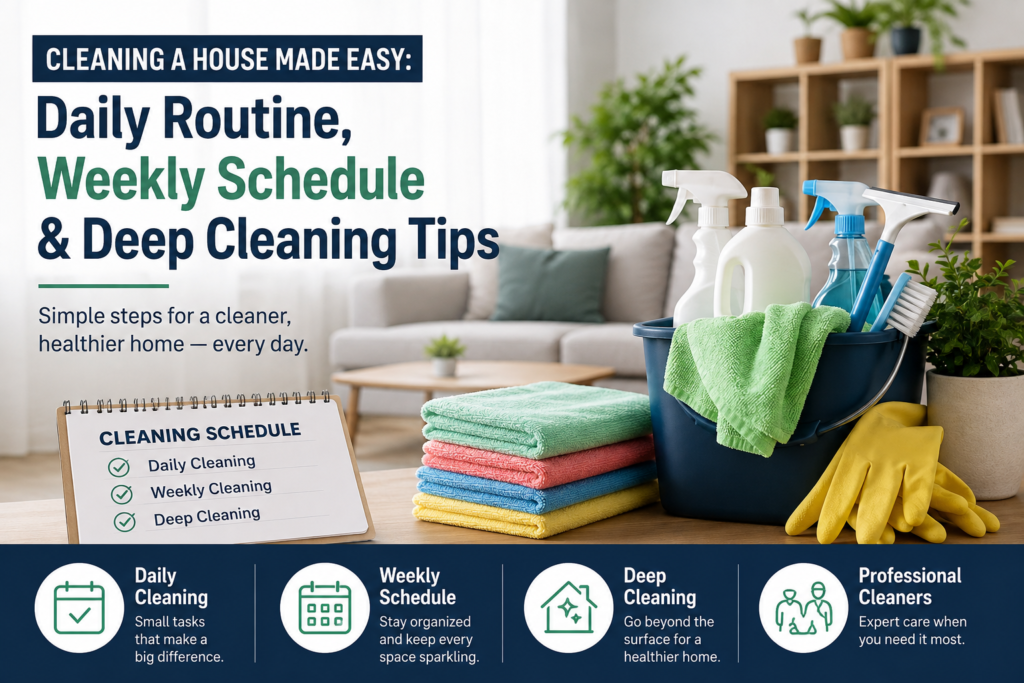 cleaning a house